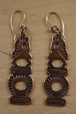 Boucles d'oreilles symbole solaire à tête de cheval (bronze)